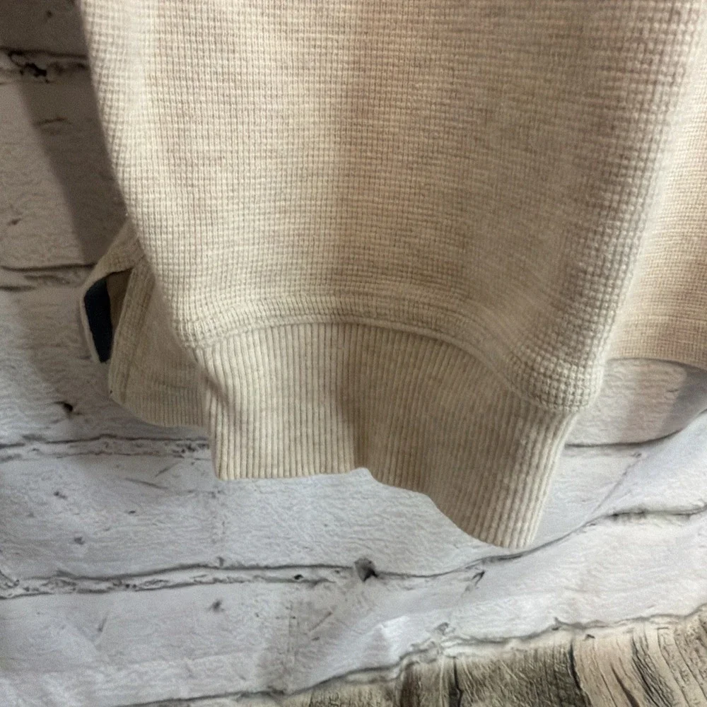 LL Bean Sweatshirt Mens XXL Beige Waffle Knit Thermal Crewneck Pullover Sweater